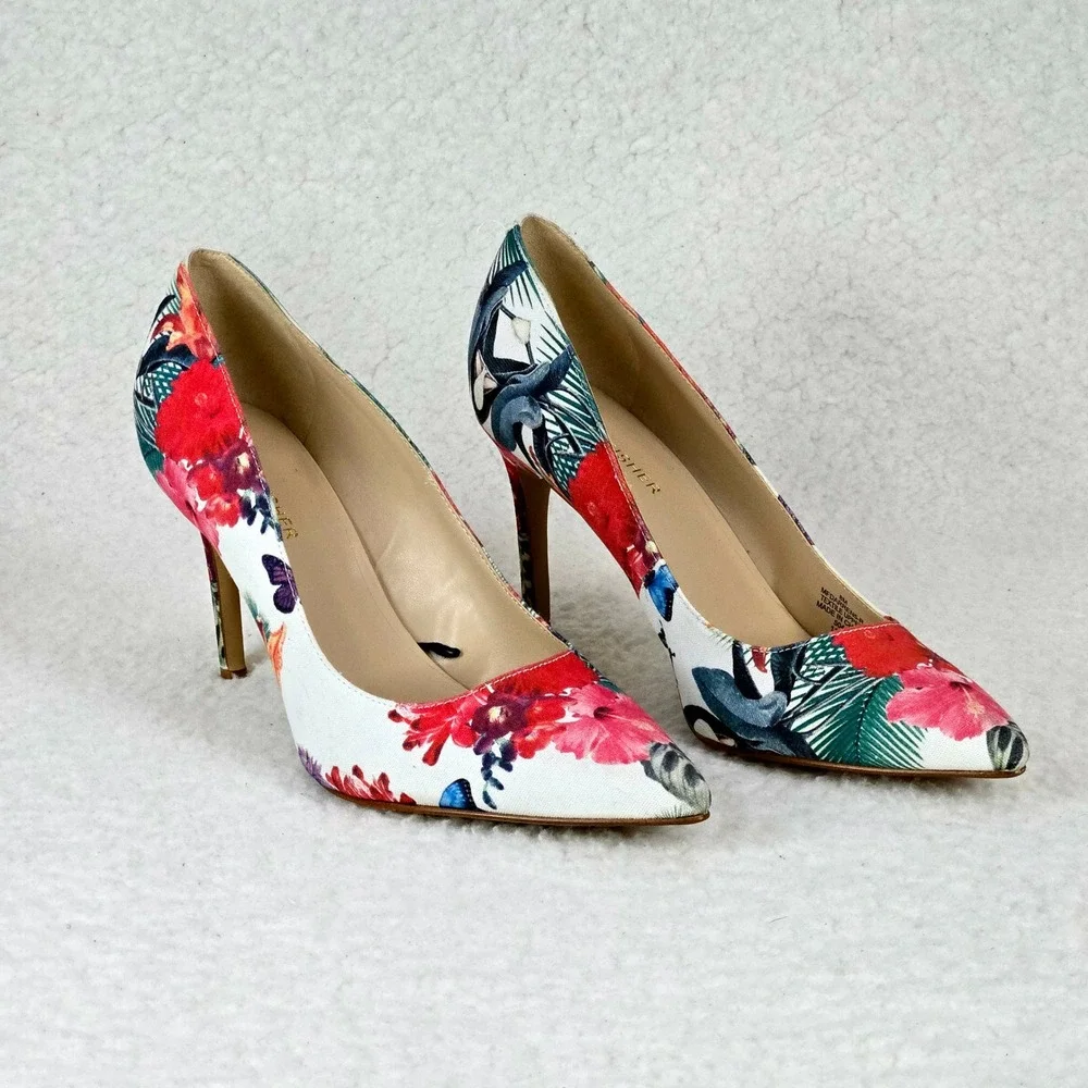 Marc Fisher Darren Tropical Floral Pumps Pointed Toe Stiletto Heels 8M Resort
